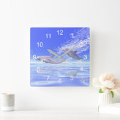 イルカの競争 スクエア壁時計 (ホーム)
