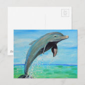 イルカの絵 ポストカード (正面/裏面)