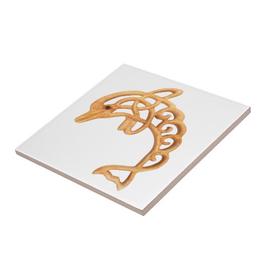 イルカの芸術の跳躍、ケルト結び目模様の木によって切り分けられるイメージ タイル (側面)