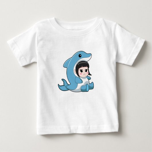 イルカの衣装を着た子ども ベビーTシャツ (正面)
