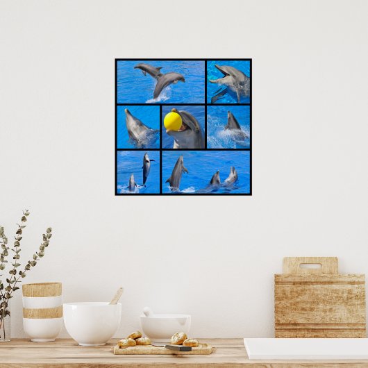 イルカの複数の写真 ポスター (キッチン)