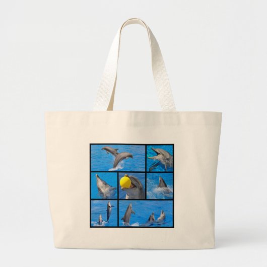 イルカの複数の写真 ラージトートバッグ (正面)