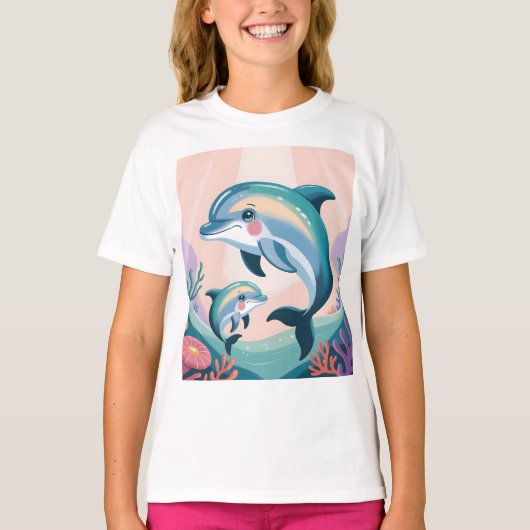 イルカの親子 Tシャツ (正面)