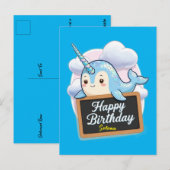 イルカの角を持ったハッピーバースデーの黒板 ポストカード (正面/裏面)