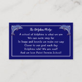 イルカの誓約 – 学校のモットーと写真 名刺 (正面)