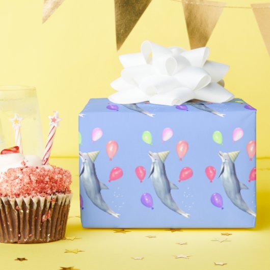 イルカの誕生日おめでとう ラッピングペーパー (誕生日パーティー)