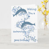 イルカの誕生日の挨拶状 カード (黄色い花)