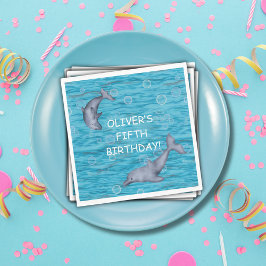 イルカの誕生日パーティーで海の中 スタンダードランチョンナプキン