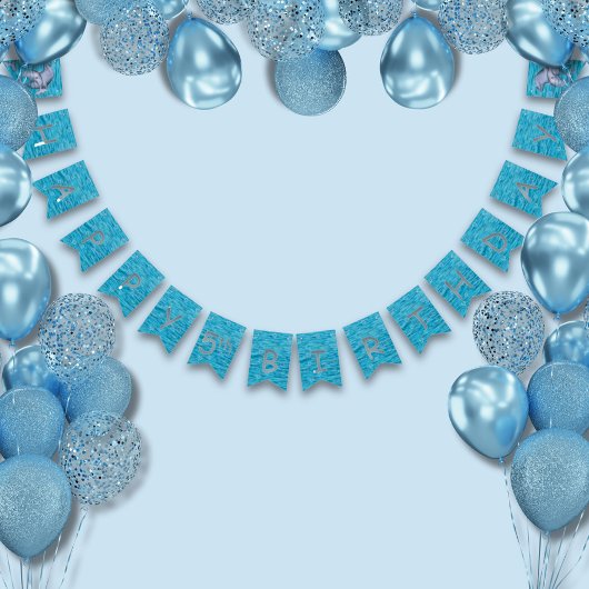 イルカの誕生日パーティーで海の中 バンティングフラッグ