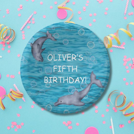 イルカの誕生日パーティーで海の中 ペーパーボウル