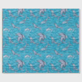 イルカの誕生日パーティーで海の中 ラッピングペーパー (フラット)