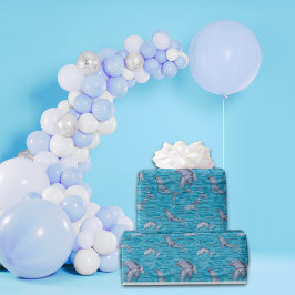 イルカの誕生日パーティーで海の中 ラッピングペーパー
