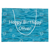 イルカの誕生日パーティーで海の中 ラージペーパーバッグ (裏面)