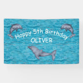 イルカの誕生日パーティーで海の中 横断幕 (横)