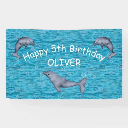 イルカの誕生日パーティーで海の中 横断幕 (横)