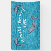 イルカの誕生日パーティーで海の中 横断幕 (縦)