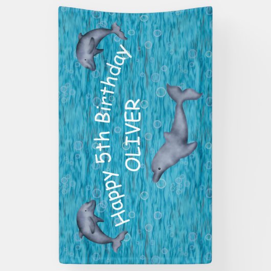 イルカの誕生日パーティーで海の中 横断幕 (縦)