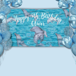 イルカの誕生日パーティーで海の中 横断幕