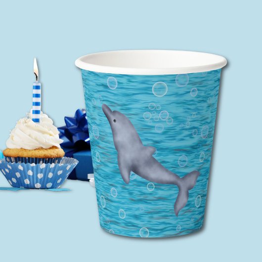 イルカの誕生日パーティーで海の中 紙コップ