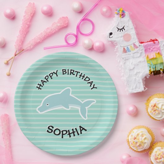 イルカの誕生日パーティー動物 ペーパープレート (パーティー)