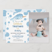 イルカの誕生日写真招待状 男の子 招待状 (正面/裏面)