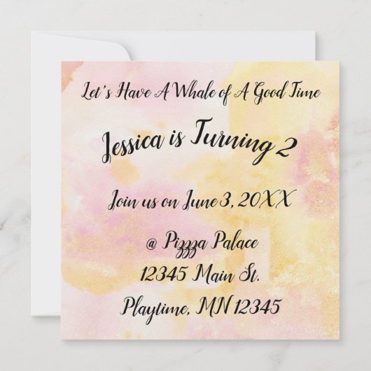 イルカの誕生日 招待状 (裏面)