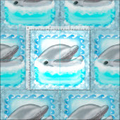 イルカの遊び ファブリック (タイル)