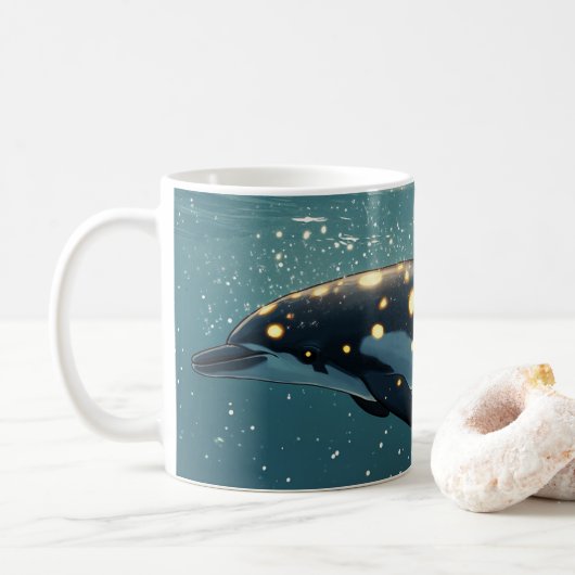 イルカの銀河"または"宇宙" コーヒーマグカップ (ドーナツ)