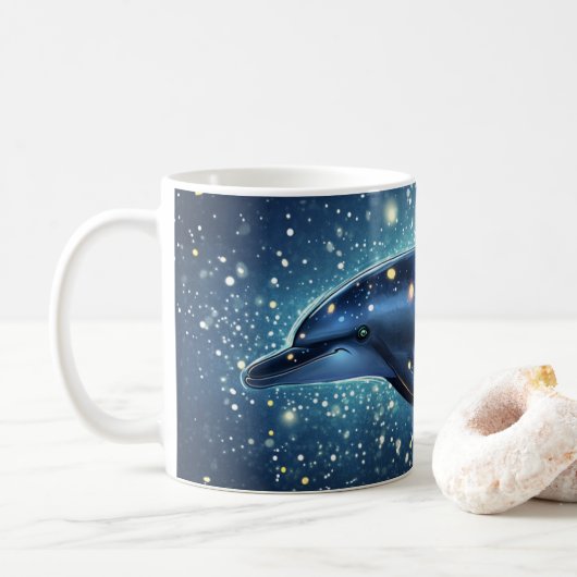 イルカの銀河"または"宇宙" コーヒーマグカップ (ドーナツ)
