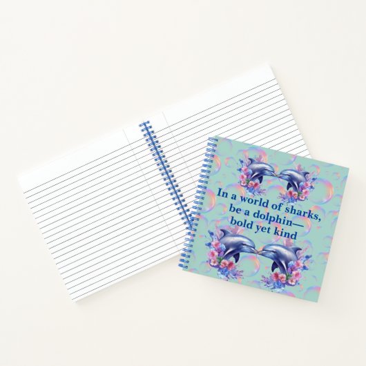 イルカの青になるサメの世界のモノグラム ノートブック (内部)