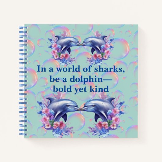 イルカの青になるサメの世界のモノグラム ノートブック (正面)