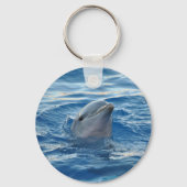 イルカの顔 海 かわいい写真 キーホルダー (正面)