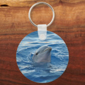 イルカの顔 海 かわいい写真 キーホルダー (正面)