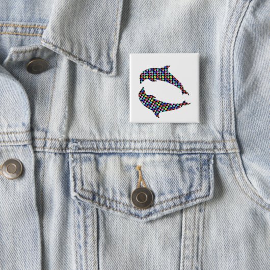 イルカの魚の動物のゲームNVN97 NavINjoshiのおもしろい 缶バッジ (インサイチュ)