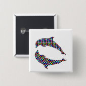 イルカの魚の動物のゲームNVN97 NavINjoshiのおもしろい 缶バッジ (正面&裏面)