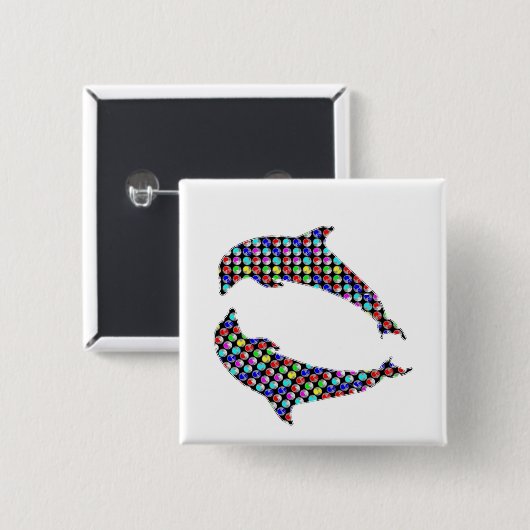 イルカの魚の動物のゲームNVN97 NavINjoshiのおもしろい 缶バッジ (正面&裏面)