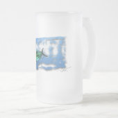 イルカの魚攻撃によって曇らされるビールガラス フロストグラスビールジョッキ (正面右)