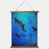 イルカの魚、救助イルカ、マーリン 吊り下げ型タペストリー (正面2)