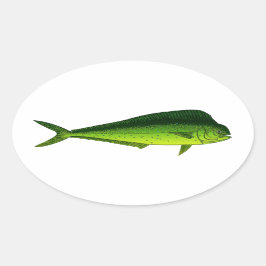 イルカの魚- Dorado - Mahi Mahi 楕円形シール