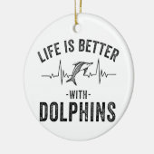 イルカの鼓膜で人生クールは良いAn セラミックオーナメント (左)