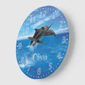 イルカのPersonalizableの柱時計 ラージ壁時計 (傾斜)
