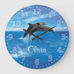 イルカのPersonalizableの柱時計 ラージ壁時計