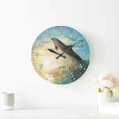 イルカのPersonalizableの柱時計 ラージ壁時計 (ホーム)