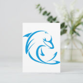 イルカのTシャツ|のクールなイルカのTシャツのロゴ ポストカード (スタンド正面)