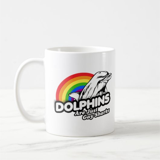 イルカは単なるゲイシャークです コーヒーマグカップ (左)