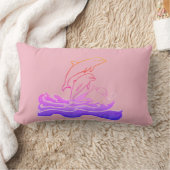 イルカは波の腰神経のクッション33 x 53 cmを跳んでいる ランバークッション (ブランケット)