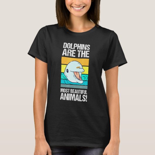 イルカは美しい - アイデア歯のクジラの魚 Tシャツ (正面)