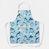 イルカよくはしゃぐのパターン エプロン (正面)