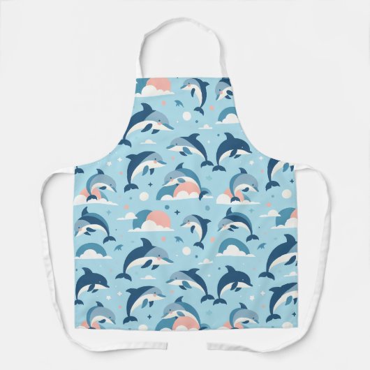 イルカよくはしゃぐのパターン エプロン (正面)
