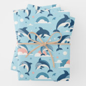 イルカよくはしゃぐのパターン ラッピングペーパーシート (インサイチュ)